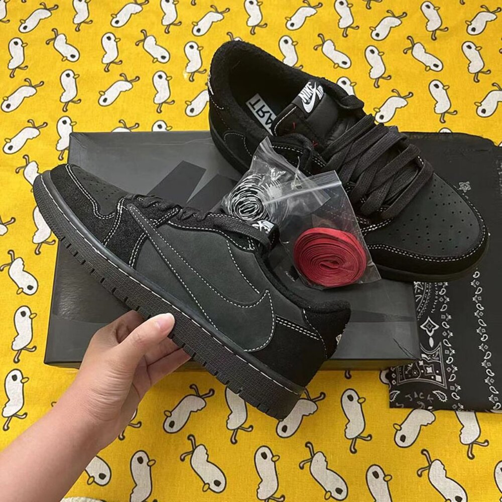 Nike Air Jordan 1 Retro Low Black Phantom Unisex Sneakers - Picture 7 of 8